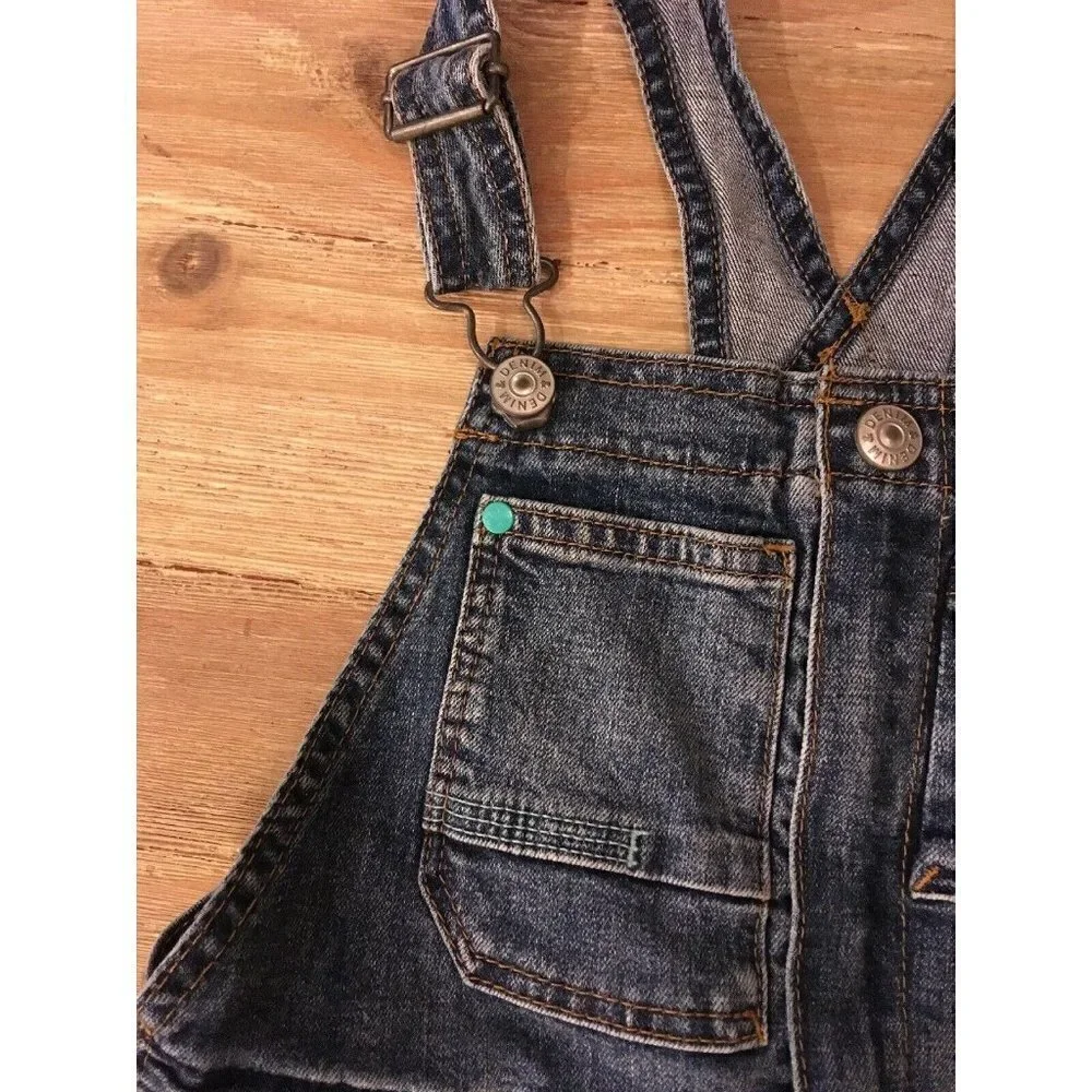 H&M &Denim Distressed Denim Long Overalls Jeans Medium Wash Girls Size 3-4Y
